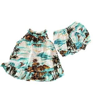 Lei Aloha Casuals Baby Set 6M Made In Hawaii Tropical Halter Top Bloomers Outfit